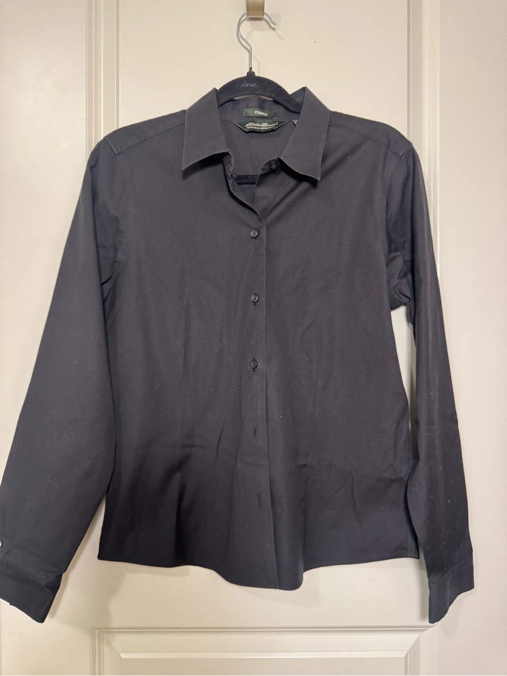 Eddie Bauer Black Market Black cotton Button-Up Collared Blouse Long Sleeve M